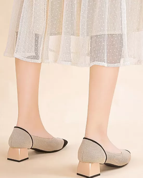 Contrast Color Pointed-Toe Shoes Pumps