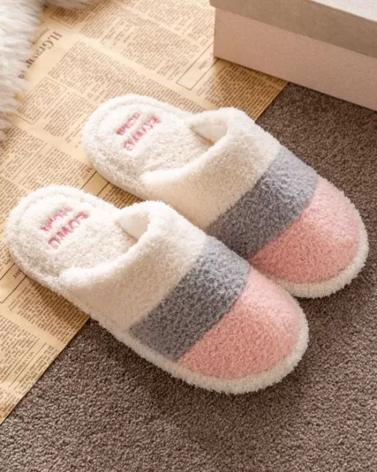 Indoor Non-Slip Keep Warm Striped Slippers