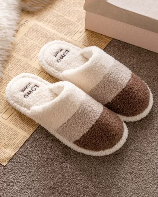 Indoor Non-Slip Keep Warm Striped Slippers