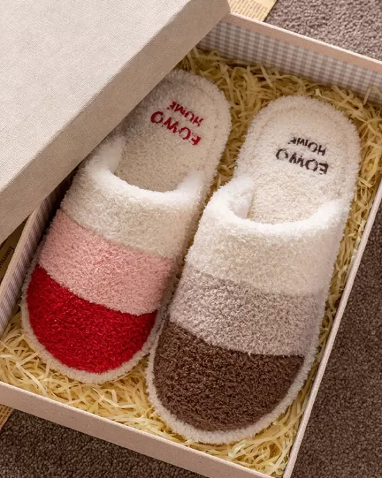 Indoor Non-Slip Keep Warm Striped Slippers