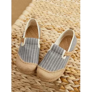 Straw Knitting Striped Flat Shoes Casual Shoes