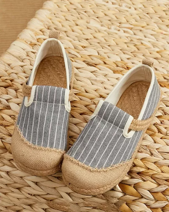 Straw Knitting Striped Flat Shoes Casual Shoes