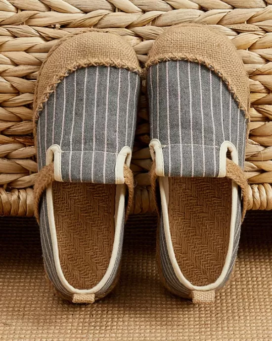 Straw Knitting Striped Flat Shoes Casual Shoes