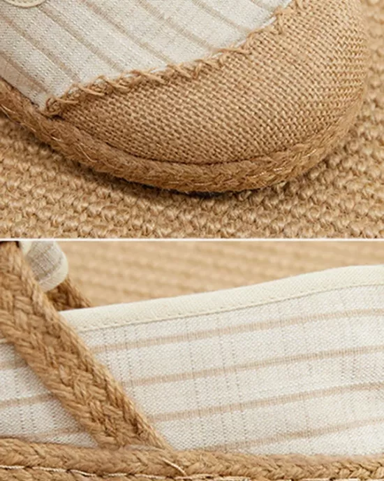 Straw Knitting Striped Flat Shoes Casual Shoes