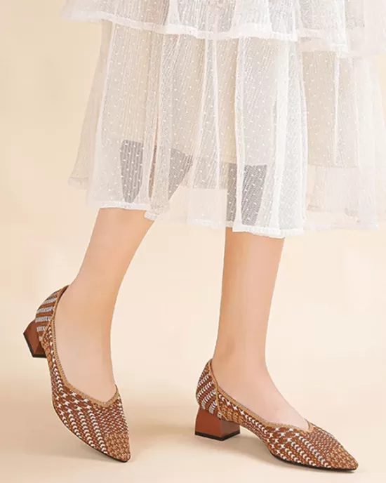 Houndstooth Pointed-Toe Shoes Pumps