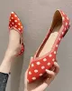 Contrast Color Pointed-Toe Polka-Dot V-Cut Low Heels Flat Shoes