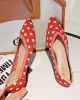 Contrast Color Pointed-Toe Polka-Dot V-Cut Low Heels Flat Shoes