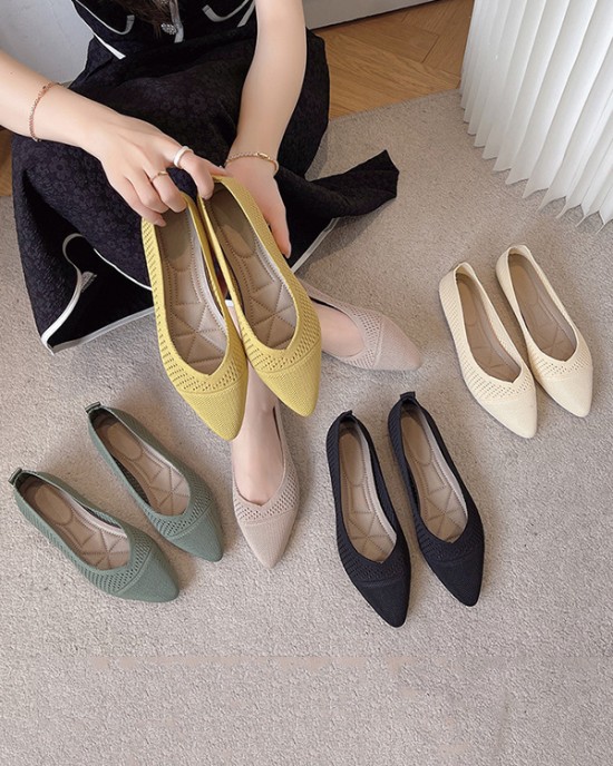 Breathable Hollow Solid Color Flat Shoes