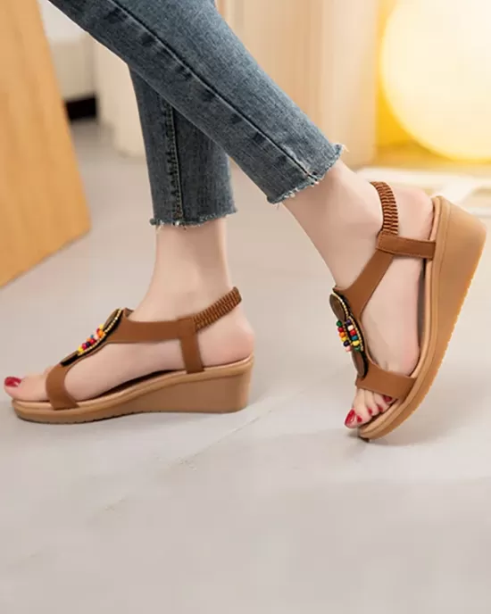 Elasticity Open Toe Peep Toe Wedges & Flatform Sandals