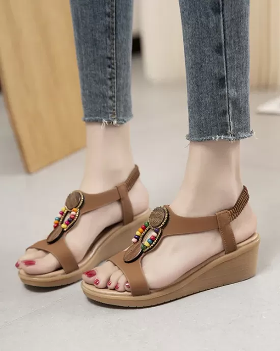 Elasticity Open Toe Peep Toe Wedges & Flatform Sandals