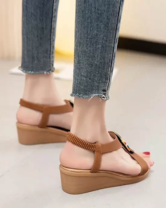 Elasticity Open Toe Peep Toe Wedges & Flatform Sandals