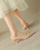 Pleated Pointed-Toe Shallow Cut Sling Shoes