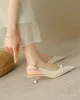 Pleated Pointed-Toe Shallow Cut Sling Shoes