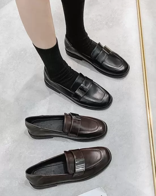 Shallow Cut Square-Toe Loafers