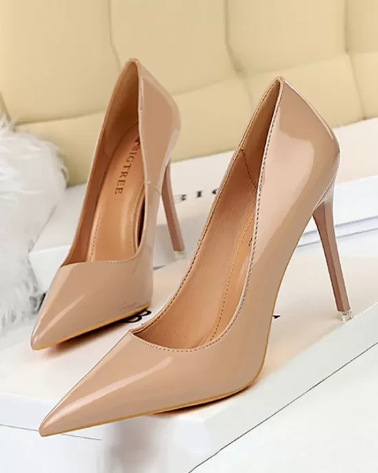 Solid Color Split-Joint Scarpin Salto Pumps