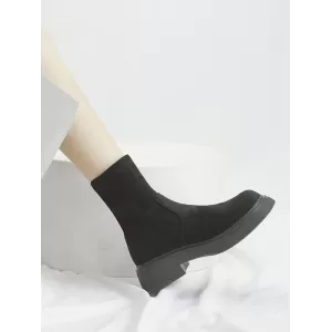 Round-Toe Split-Joint Chunky Shoes Boots