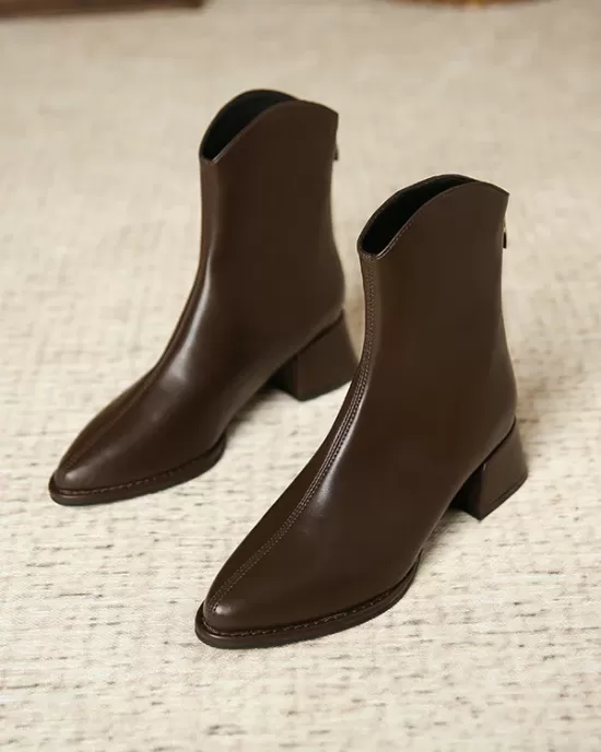 Pointed-Toe Split-Joint Zipper Chelsea Boots Boots