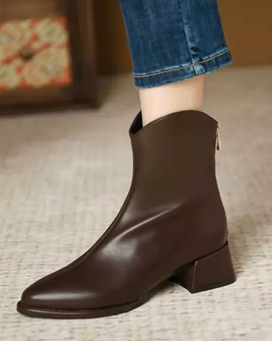 Pointed-Toe Split-Joint Zipper Chelsea Boots Boots