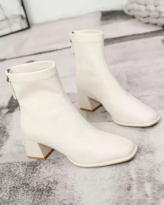 Split-Joint Square-Toe Zipper Boots