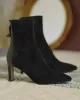 Pointed-Toe Split-Joint Zipper Sock Boots Boots