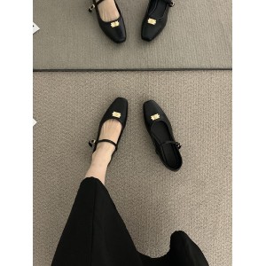 Lace-Up Shallow Cut Split-Joint Square-Toe Flat Shoes