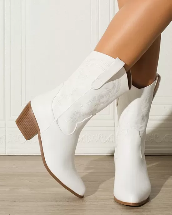 Pointed-Toe Split-Joint Pumps Boots