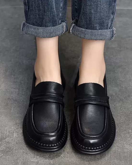 Round-Toe Solid Color Square-Toe Shoes