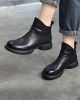 Round-Toe Solid Color Zipper Boots