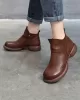 Round-Toe Solid Color Zipper Boots