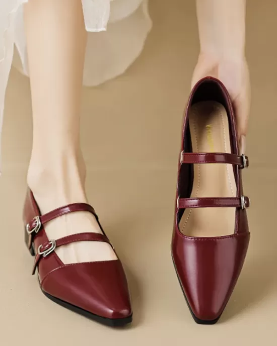 Pointed-Toe Shallow Cut Split-Joint Flat Shoes