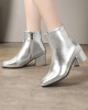 Pointed-Toe Ripped Split-Joint Pumps Chelsea Boots