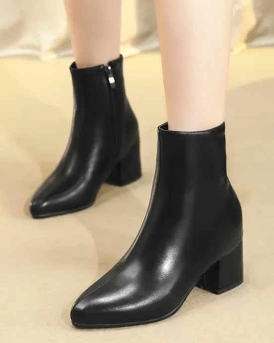 Pointed-Toe Ripped Split-Joint Pumps Chelsea Boots