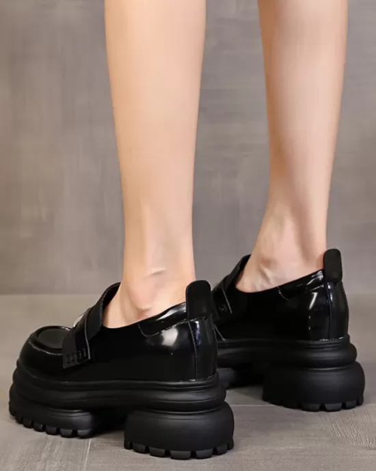 Round-Toe Split-Joint Platform Shoes