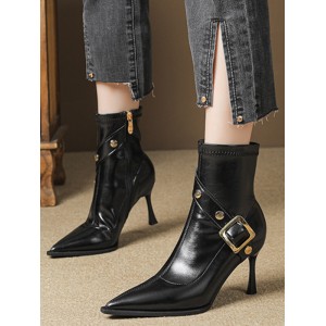 Pointed-Toe Split-Joint Pumps Boots