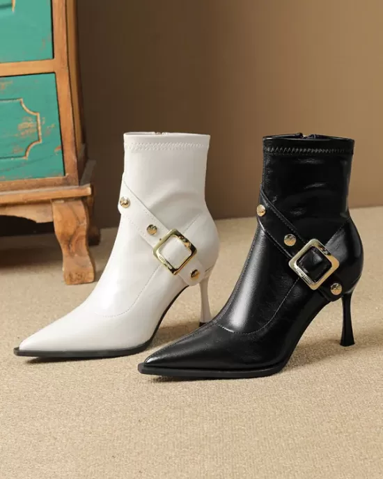 Pointed-Toe Split-Joint Pumps Boots