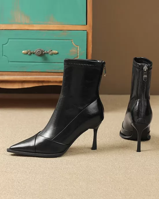 Pointed-Toe Split-Joint Pumps Boots