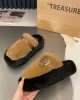 Buckle Round-Toe Split-Joint Slippers Platform Shoes