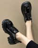 Lace-Up Round-Toe Split-Joint Platform Shoes Loafers