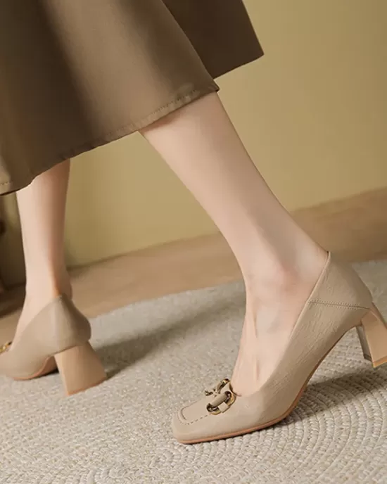 Shallow Cut Split-Joint Square-Toe Pumps