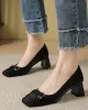 Shallow Cut Split-Joint Square-Toe Pumps