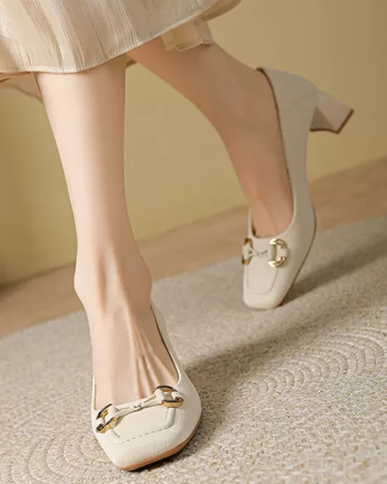 Shallow Cut Split-Joint Square-Toe Pumps