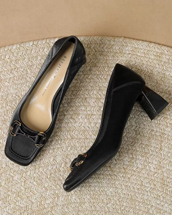 Shallow Cut Split-Joint Square-Toe Pumps