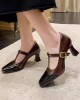 Hollow Split-Joint Square-Toe Pumps