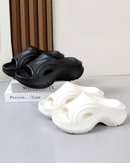 Hollow Solid Color Slippers Platform Shoes