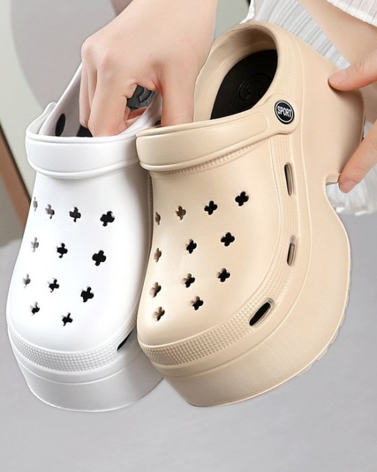 Hollow Sandals Crocs Slippers Platform Shoes