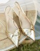 Pleated Pointed-Toe Split-Joint Sling Shoes Sandals