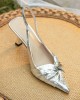 Pleated Pointed-Toe Split-Joint Sling Shoes Sandals