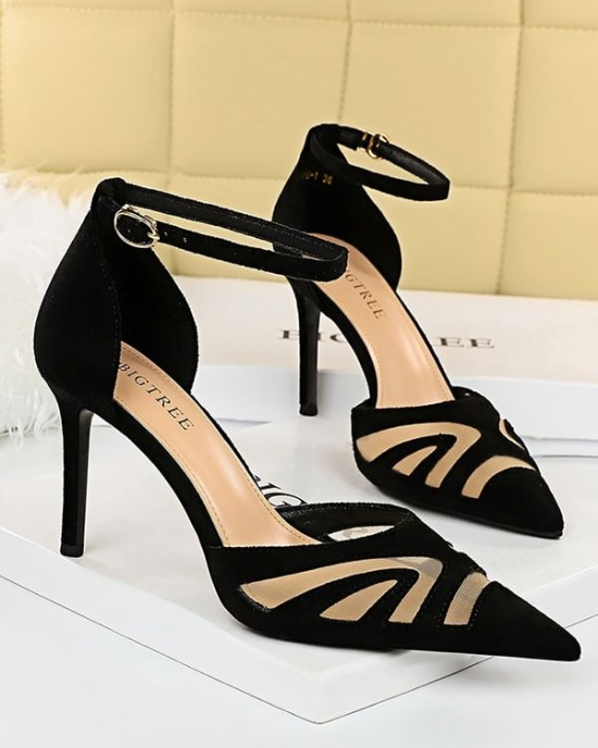 Hollow Pointed-Toe Split-Joint Pumps Sandals