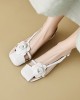 Belt Buckle Flower Shape Hollow Split-Joint Square-Toe Sandals