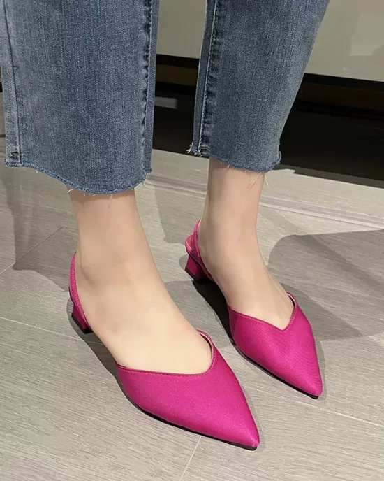 Pointed-Toe Split-Joint Sling Shoes Pumps Sandals